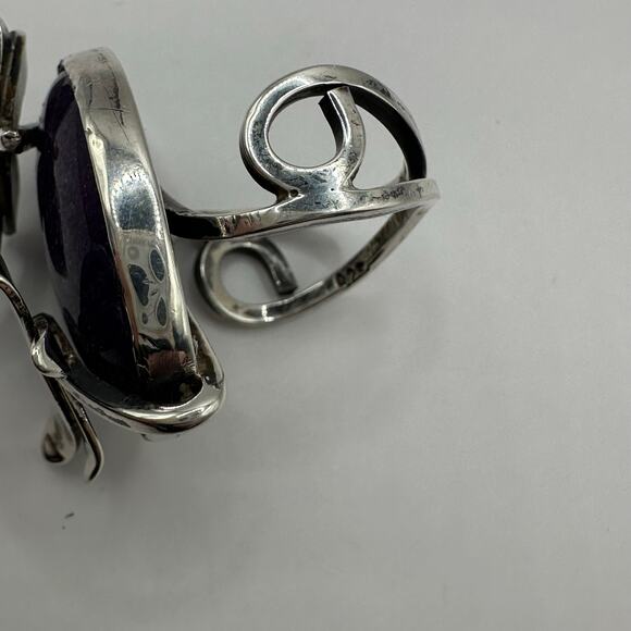 Artisan Dragonfly Ring Purple Stone 925 Marked Silver Unique Bohemian Size 6 1/4 - Picture 13 of 15